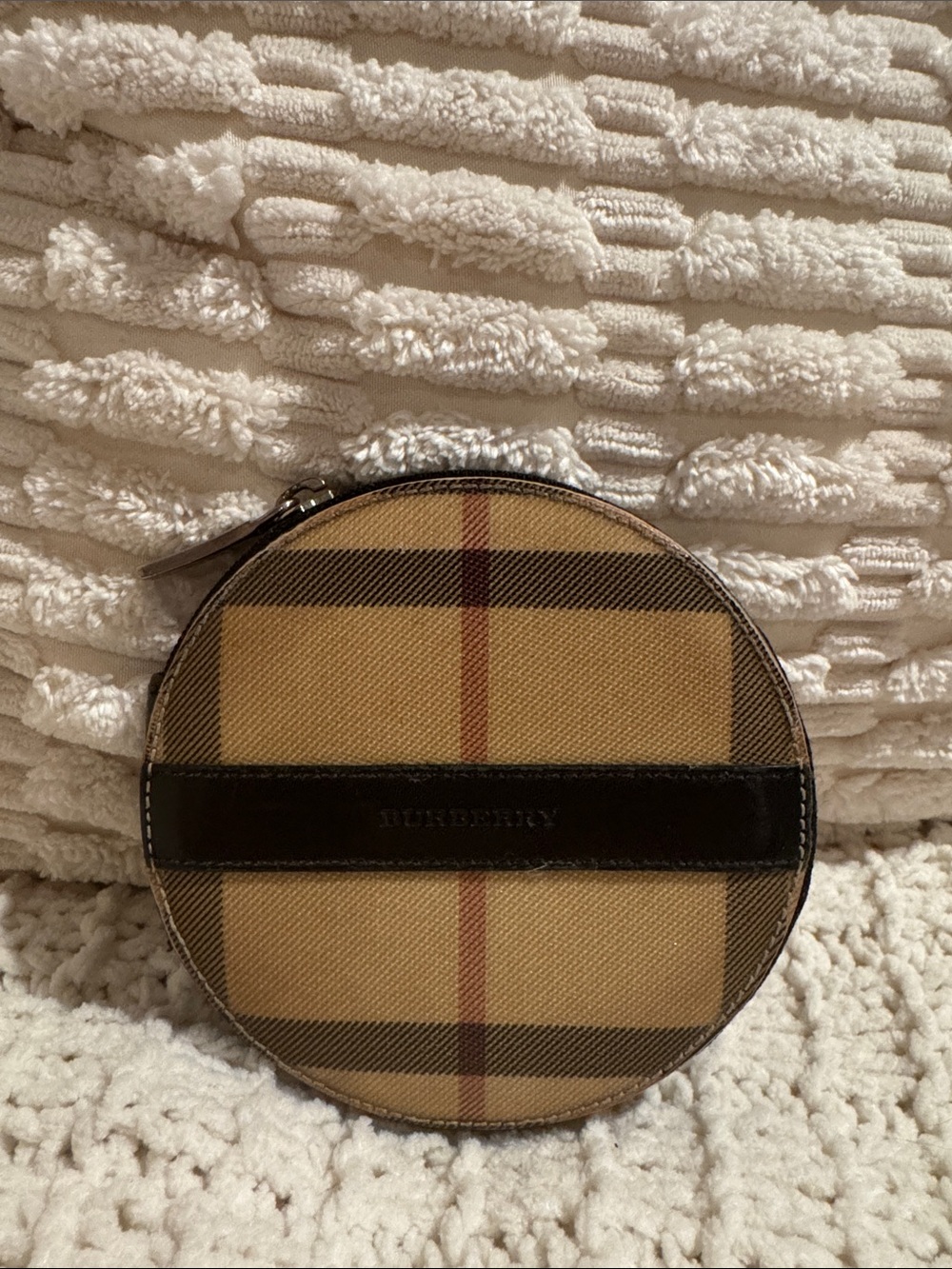 Burberry Beige and Black Round Card & Coin Holder